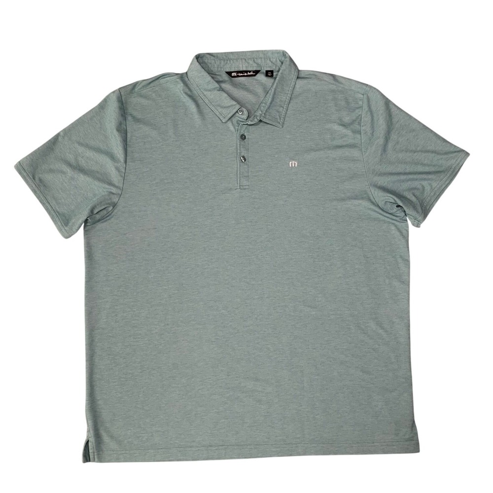 Travis Mathew Polo Shirt‎ Men's 3XL Blue Heather Golf Performance Pima Cotton